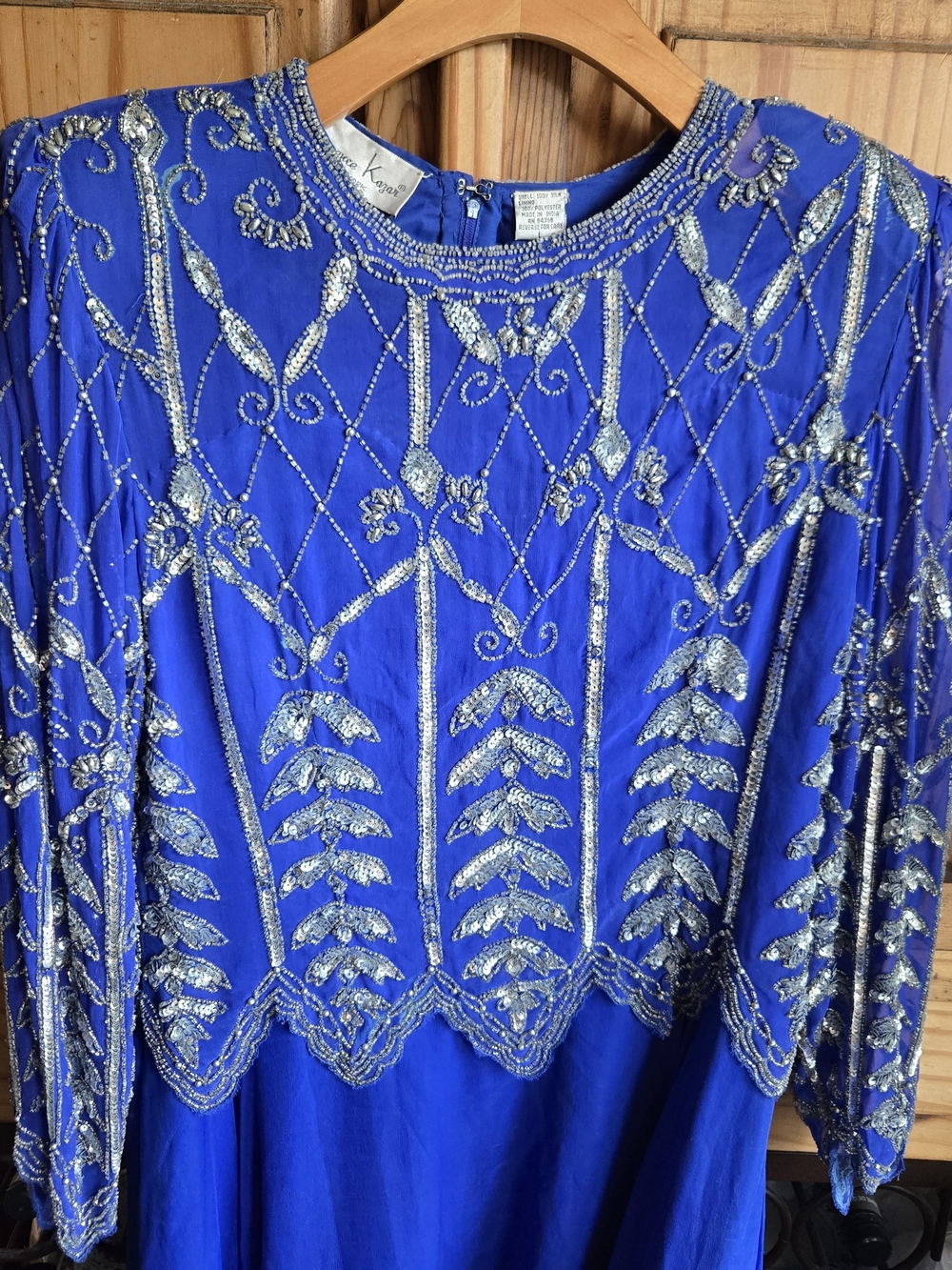 Laurence Kazar Royal Blue Beaded Evening Gown